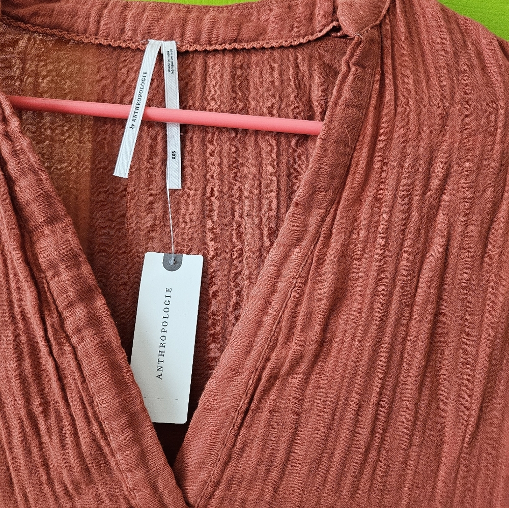 Anthropologie The Kallie Flowy Tunic Dress in Rust - Picture 5 of 5